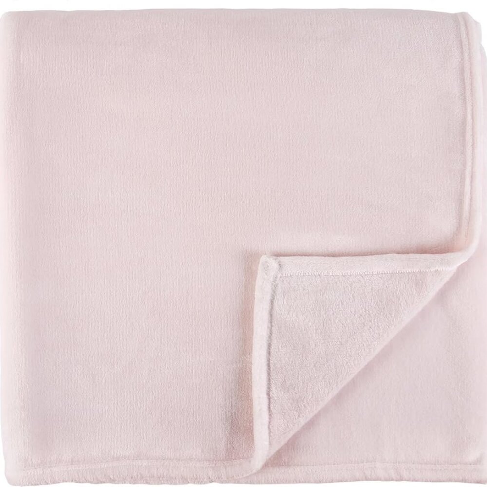 Sleeping Partners New York Luxe Solid Plush Blanket 90X90, Queen, Blush
